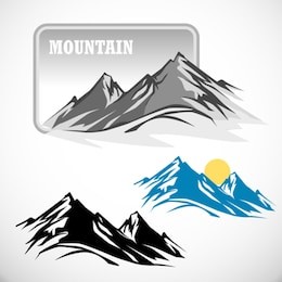 abstract high mountain icon set