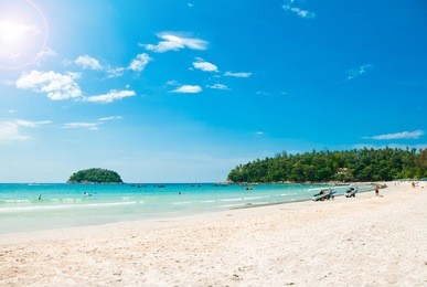 tropical white sand karon beach at phuket, thailand