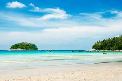 tropical white sand karon beach at phuket, thailand