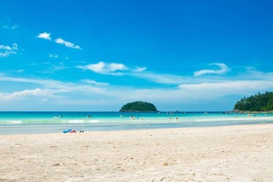 tropical white sand karon beach at phuket, thailand