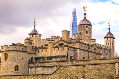 london, united kingdom - february 04, 2018: the tower of london, officially her majesty's royal palace and fortress of the tower of london, is a historic castle located on the river thames