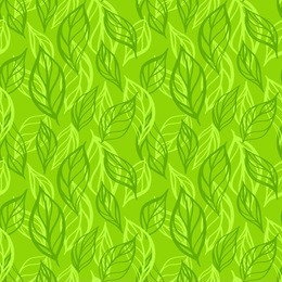 hand drawn leaf seamless pattern. tea leaves vector illustration. repeatable background with botanical motif.