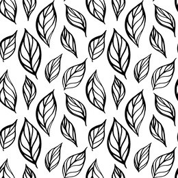 hand drawn leaf seamless pattern. tea leaves vector illustration. repeatable background with botanical motif.