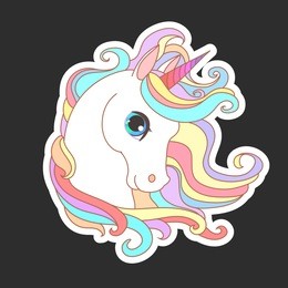 unicorn vector illustration for children design. white unicorn rainbow hair. cute fantasy animal.
