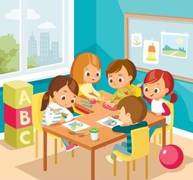 children at the art class