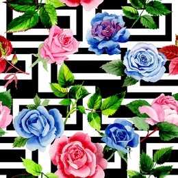 leaves of rose pattern in a watercolor style. aquarelle leaf for background, texture, wrapper pattern, frame or border.