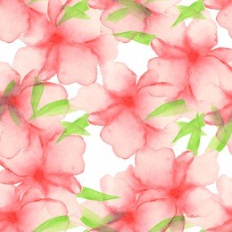 decorative background with hand drawnpink  spring flowers. hand painted watercolor elements. seamless pattern.