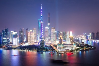 shanghai at night, china