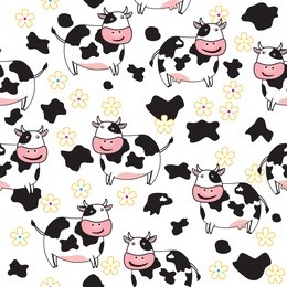 seamless  pattern of cute cow