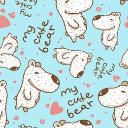 funny bear seamless texture. vector illustration