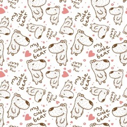 funny bear seamless texture. vector illustration
