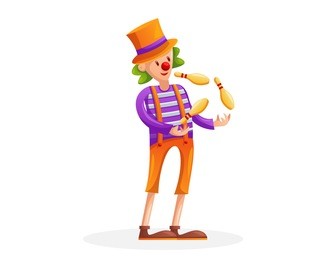 modern circus clown cartoon character illustration