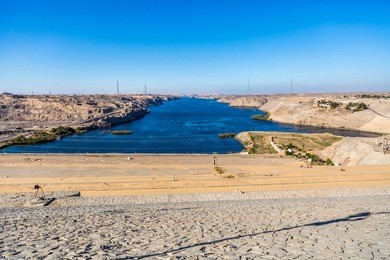 aswan dam - aswan hydroelectric power station and nasser lake, egypt