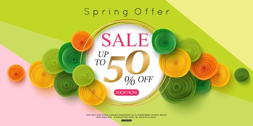 horizontal spring sale banner design vector illustration