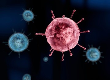 virus, flu, view of a virus under a microscope, infectious disease. 3d rendering