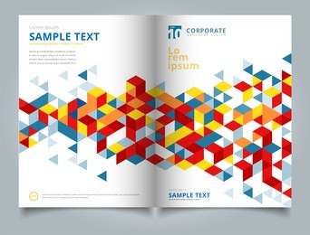 brochure template abstract geometric with polygonal triangles colorful on white background and simple text. business book cover design. annual report, magazine, poster, corporate presentation