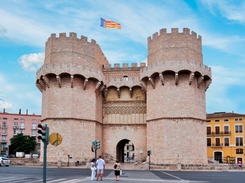 serrans towers and gate (torres de serranos), valencia, spain