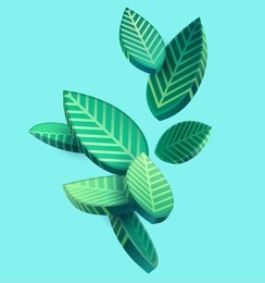 composition of 3d stylized leaves 