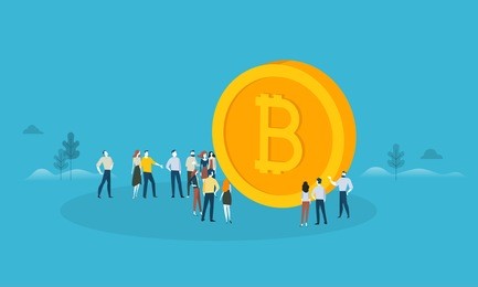 bitcoin. flat design style web banner of blockchain technology, bitcoin, altcoins, cryptocurrency mining, finance, digital money market, cryptocoin wallet, crypto exchange. 
