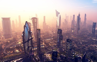 a fantastic city from the future.t.3d render