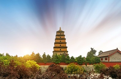 giant wild goose pagoda in the morning, xi'an, china