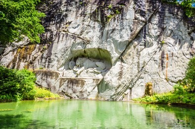 dying lion monument (lion of lucere) in lucerne, switzerland