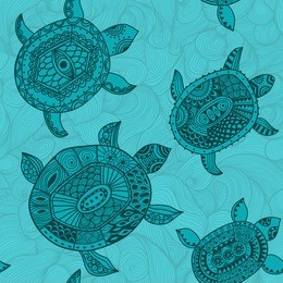 seamless pattern with  turtles. seamless pattern can be used for wallpaper, pattern fills, web page background,surface textures. seamless animal background