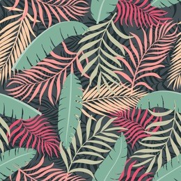 tropical background with palm leaves. seamless floral pattern. summer vector illustration