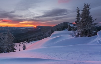 beautiful winter landscapes in mountains
