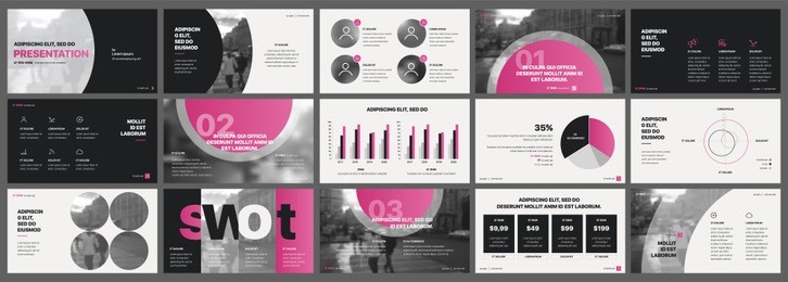 pink presentation templates elements on a white background. vector infographics. use in presentation, flyer and leaflet, corporate report, marketing, advertising, annual report, banner.