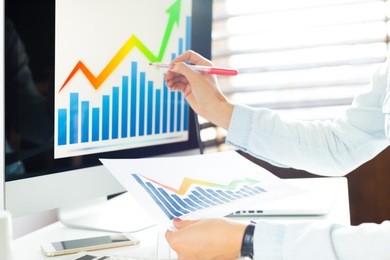 professional businesswoman working at her office