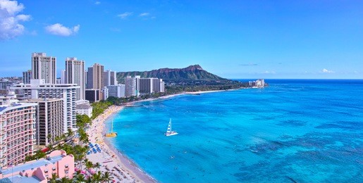 panoramic view of hawaii's waikiki beach