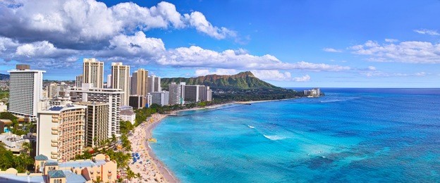 panoramic view of hawaii's waikiki beach