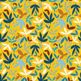 leaves vector colorful seamless pattern isolated in yellow background