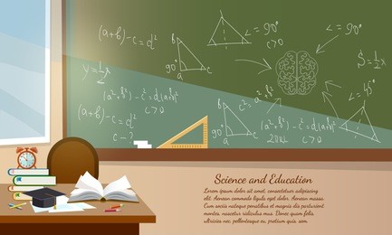 education background classroom interior school books on desk education back to school vector