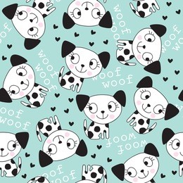 seamless cute turquoise dogs animal pattern vector illustration