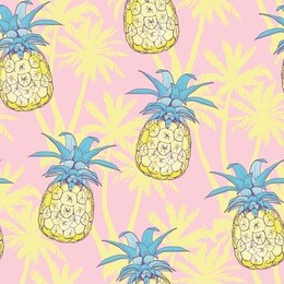 pineapples background. seamless pattern with tropical fruit. sketch illustration.