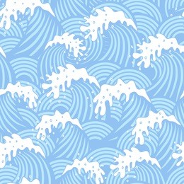 seamless decorative pattern with waves in vintage style