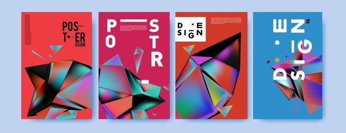 abstract colorful geometric background for poster design. blue, yellow, red, orange, pink and green. vector banner poster template in eps10.