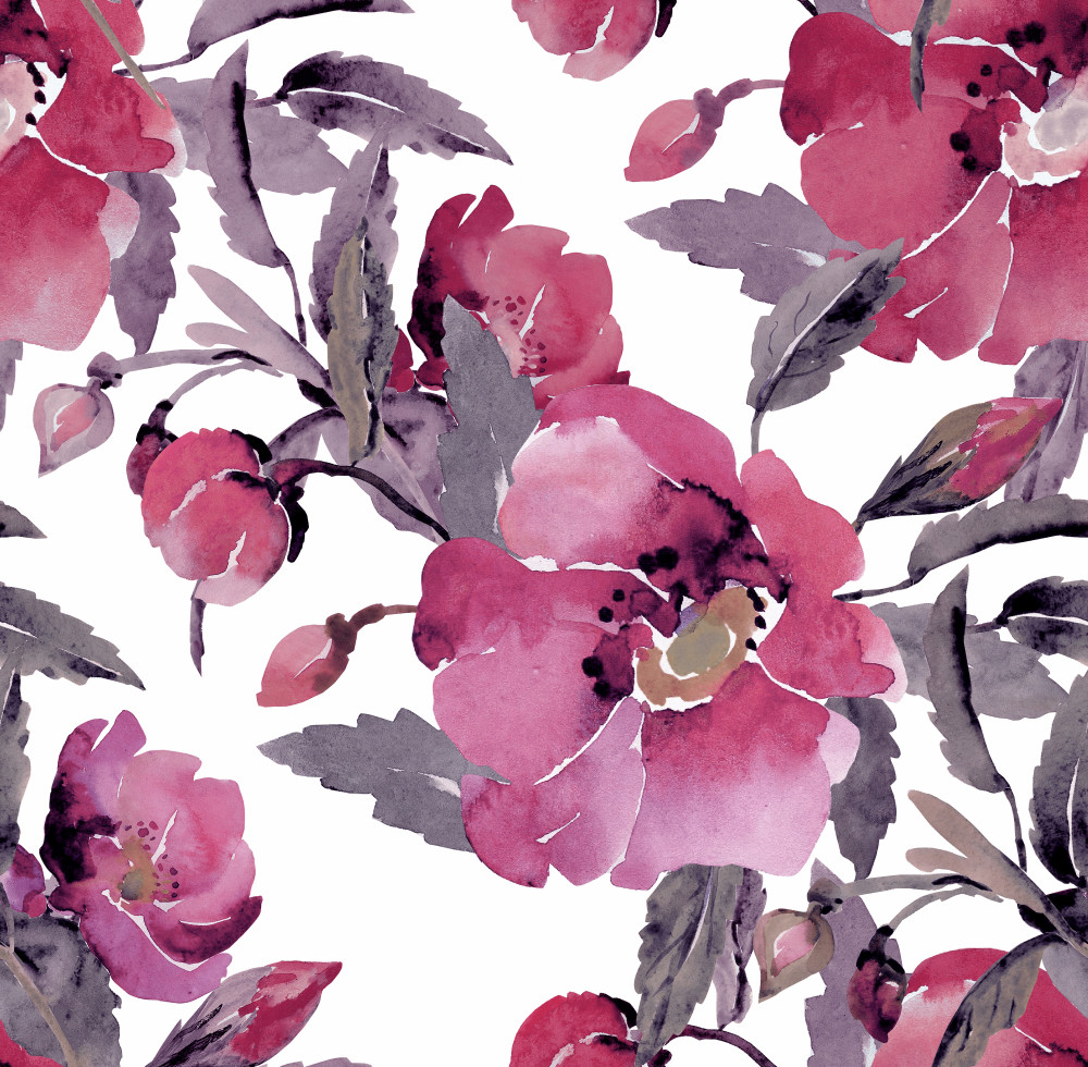 watercolor illustration of a flowering briar branch.seamless pattern image.