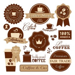 a collection of coffee design elements in retro style.