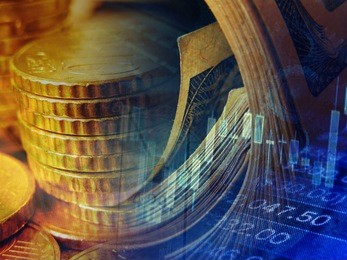 finance background with money and graph.