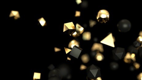 abstract gold and black particles, 3d illustration