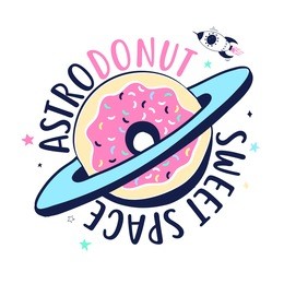 astrodonut sweet space slogan and space illustration vector.