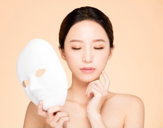 closeup beauty face with facial mask concept