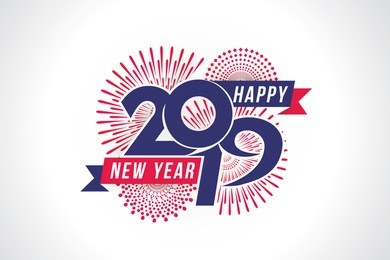 vector illustration of  fireworks. happy new year 2019 theme