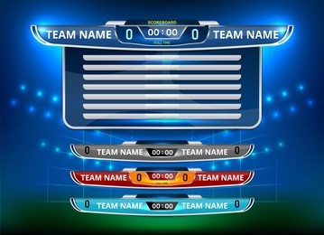 scoreboard broadcast graphic and lower thirds template for sport soccer and football, vector illustration