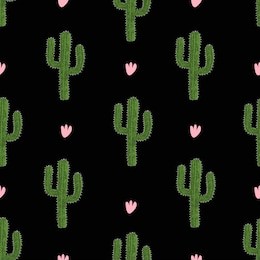 cactus design. seamless pattern. vector illustration, black background.