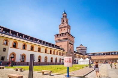 the sforza castle - castello sforzesco in milan, italy