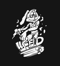 t-shirt design easter bunny rabbit with skateboard, hand drawn sketch vector illustration.